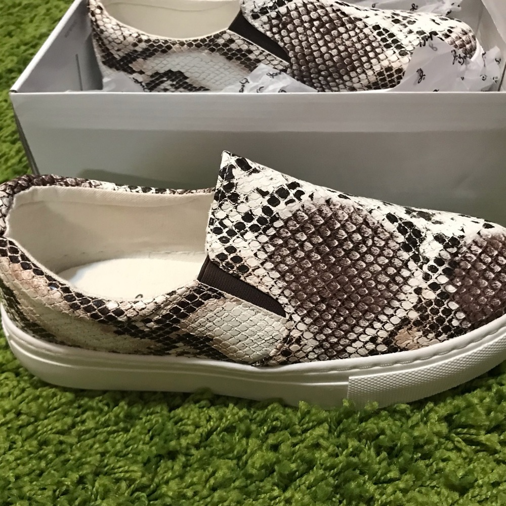 Snake print slip on sneakers